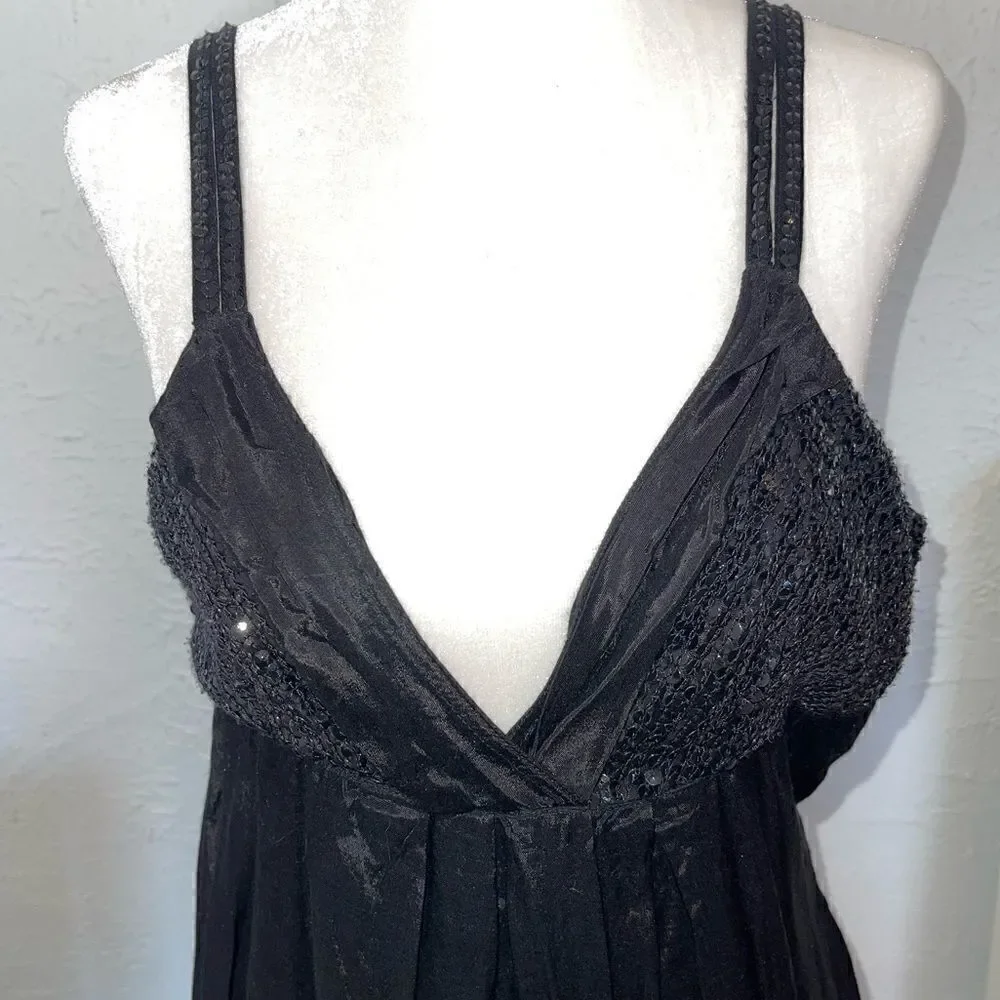 Vintage Free People Embellished 100% Cotton Slip Dress